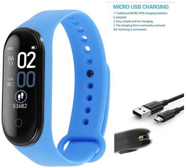 M4/M5 Smart Armbanden Sport Smartband Tracker Stappenteller Hartslag Bloeddrukmeter Bluetooth Fitness Armbanden Mannen Vrouwen M4 blauw