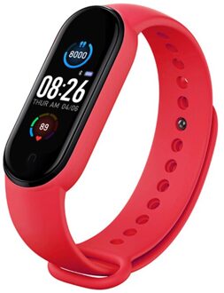 M4/M5 Smart Armbanden Sport Smartband Tracker Stappenteller Hartslag Bloeddrukmeter Bluetooth Fitness Armbanden Mannen Vrouwen M5 rood