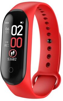 M4 Slimme Horloge Slimme Armband Horloge Bloeddruk Hartslag Fitness Tracker Smart Band Gezondheid Polsband Sport Stappenteller Rood