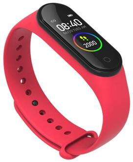 M4 Smart Band 0.96 "Kleurenscherm Waterdichte Fitness Armband Hartslag Bloeddruk Zuurstof Monitoring Smart Horloge rood