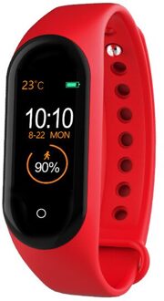 M4 Smart band 4 Fitness Tracker Horloge speelgoed Sport armband Hartslag Bloeddruk Smartband Monitor Gezondheid Polsband speelgoed Rood
