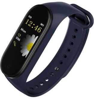 M4 Smart Band Horloge Armband Polsband Hartslag En Bloeddruk Monitoring Waterdichte Stappenteller Bluetooth Sport Armband blauw
