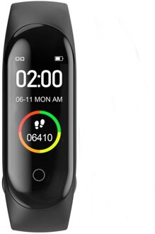 M4 Smart Band Horloge Mannen Vrouw Bloeddruk Hartslagmeter Fitness Armband Voor Android Ios Smart Polsbandjes Stappentellers zwart
