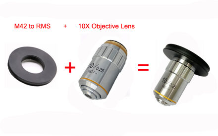 M42x0.75 Om Rms Adapter Ring Microscoop Objectief Rms Draad Te M42 Canon Nikon Adapter Voor Canon Nikon Slr Fotografie met 10X Objective