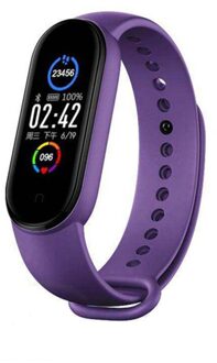 M5 Bluetooth Smart Band Fitness Armband IP67 Waterdicht Smart Horloge Bloeddruk Hartslag Monitoren Smart Polsbandjes paars