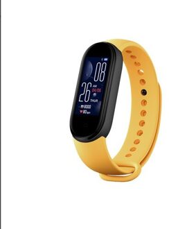 M5 Smart Armband Bluetooth Sport Fitness Tracker Hartslagmeter IP67 Waterdichte Vrouwen Mannen Horloge Slimme Band geel