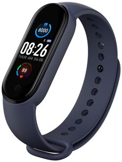 M5 Smart Armband Bluetooth Sport Fitness Tracker Hartslagmeter Waterdicht Vrouwen Mannen Horloge Smart Band Stappentellers) blauw