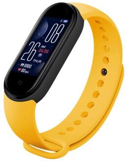 M5 Smart Armband Bluetooth Sport Fitness Tracker Hartslagmeter Waterdicht Vrouwen Mannen Horloge Smart Band Stappentellers) geel