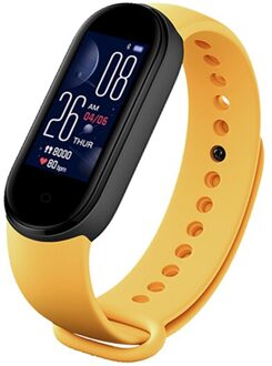 M5 Smart Armband Fitness Tracker Hartslagmeter Sport Smart Horloge Bloeddruk Bluetooth Smartband Gezondheid Polsband geel