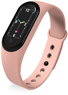 M5 Smart Armband IP68 Waterdicht Smart Horloge Bluetooth Call Music Play Fitness Tracker Smartwatch Hartslagmeter roze