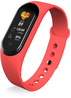 M5 Smart Band 5 Fitness Tracker Horloge Sport Armband Hartslag Bloeddruk Smartband Monitor Gezondheid Polsband Mannen Vrouwen rood