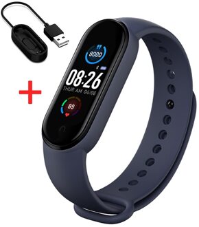 M5 Smart Band Mannen Vrouwen M5 Smart Horloge Hartslag Bloeddruk Sleep Monitor Stappenteller Bluetooth Verbinding Voor Ios Android Blauw
