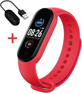 M5 Smart Band Mannen Vrouwen M5 Smart Horloge Hartslag Bloeddruk Sleep Monitor Stappenteller Bluetooth Verbinding Voor Ios Android Rood