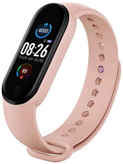 M5 Smart Horloges Smart Band Sport Fitness Tracker Stappenteller Hartslag Bloeddrukmeter Bluetooth Smartband Armband Band roze