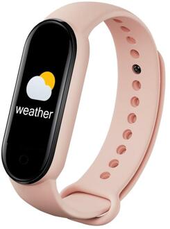 M5 Smart Sport Band Fitness Tracker Stappenteller Hartslag Bloeddrukmeter Bluetooth Smartband Armbanden Mannen Vrouwen roze