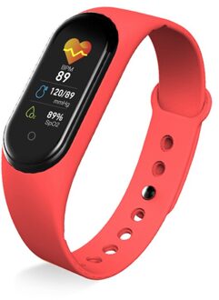 M5 Sport Fitness Stappenteller Smart Horloge Hartslag Monitoring Ondersteuning Waterdicht Muziek Controller Smart Armband rood