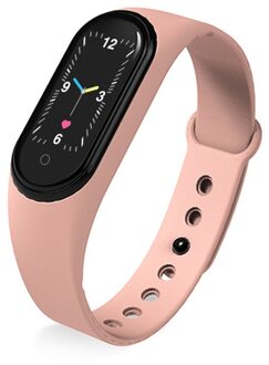 M5 Sport Fitness Stappenteller Smart Horloge Hartslag Monitoring Ondersteuning Waterdicht Muziek Controller Smart Armband roze