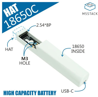 M5Stack Official 18650C HAT Rechargeable Battery Base Designed for M5SticKC 18650 Large Capacity Rechargeable Lithium Battery