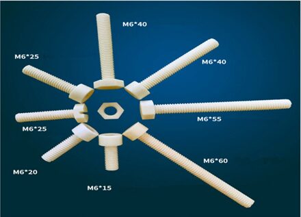 M6 * 40 Aluminiumoxide inner Hexagon Keramische schroeven/95% Aluminiumoxide Schroeven/Hoge Temperatuur Schroeven