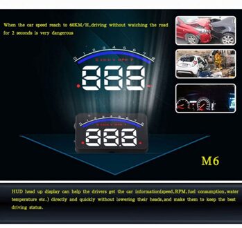 M6 Hud Head Up Display Auto-Styling Hud Display Over-Speed Waarschuwing Voorruit Projector Alarmsysteem Universele auto