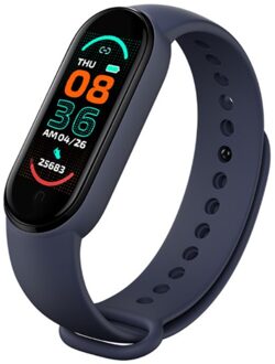 M6 Smart Band Armband IP67 Waterdichte Smarthwatch Bloeddruk Fitness Tracker Smartband Fitness Polsbandjes 02 blauw