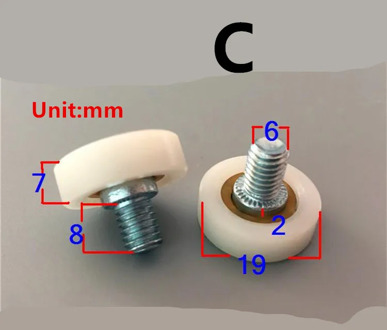 M6 thread rod Bearing pulley 19mm OD drawer nylon flat type positioning pulley for sliding door furniture repair roller wheel