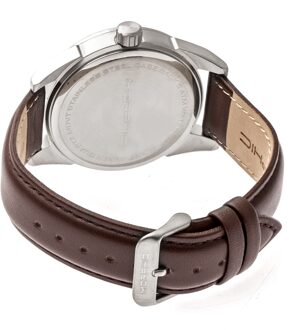 M63-serie horloge met leren band en datum - maat Bruin