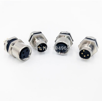 M8 Sensor Connector panel back mount Waterproof Flange Socket threaded coupling Male&Female 3 4Pin A Type