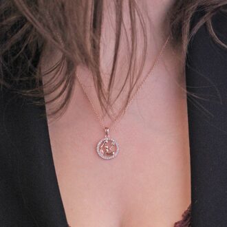 Maagd Zodiac Hangers - Roségoud en Kristal - maat