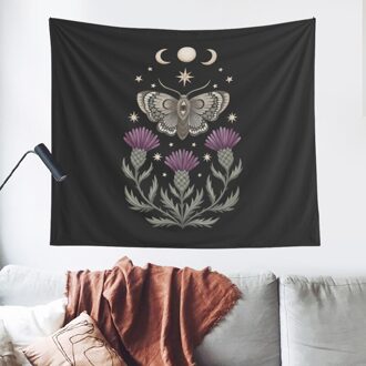 Maan Bloem Vlinders Tapijt Muur Opknoping Wandtapijten Boho Celestial Bloemen Esthetische Zwart Art Deken Voor Huis Decoratie 4
