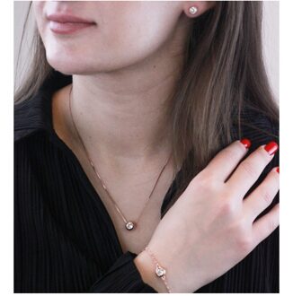 Maan- en Geboortesteensets - Oostenrijks kristal Wit en roségoud