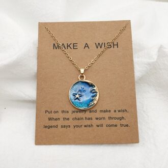 Maan Hanger Ketting Voor Vrouwen Meisjes Trendy Leuke Blauwe Ster Hanger Ketting Hals Sieraden Voor Meisjes Factory prijs