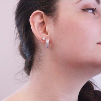 Maan oorbellen - Oostenrijks kristal Wit en roségoud - One Size