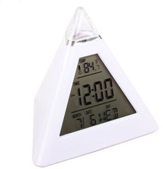 Maan Wekker 7 Led Change Kleuren Piramide Lcd Digitale Snooze Wekker Time Data Week Temperatuur Wekker