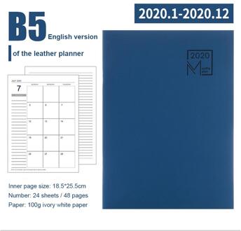 Maandelijkse Planner-Leather Cover 12-Maand Planner 24 Sheets Dagboek Lederen Notebook Persoonlijke Agenda Planner 7.27*10 In Marineblauw