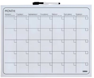 Maandplanner frameloos magnetisch 40x50 cm wit