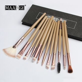 MAANGE Pro 12 stks/partij Make-Up Kwasten Set Oogschaduw Blending Eyeliner Wimper Wenkbrauw Borstel Voor Make pinceau sourcil huidskleur