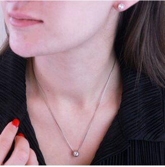 Maansets - Oostenrijks kristal Wit Zilver - One Size