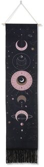 Maanstanden Tapestry Lunar Eclipse Veranderende Maan Fase Tapijt Muur Opknoping Decor Voor Slaapkamer Woonkamer Boho Art Wandtapijten zwart