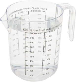 Maatbeker - 1 liter - transparant - kunststof - 13 x 15 cm