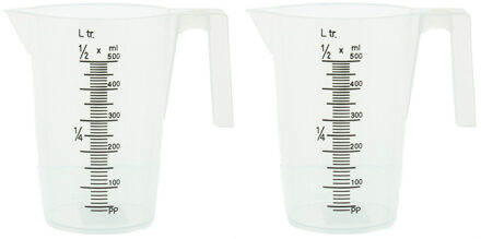 Maatbeker - 2x - 500 ml - kunststof - transparant - keukenaccessoires
