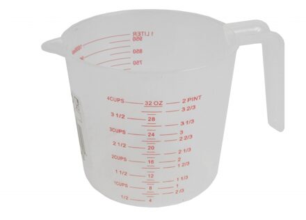 Maatbeker - kunststof - 1 liter - litermaat - keuken basic