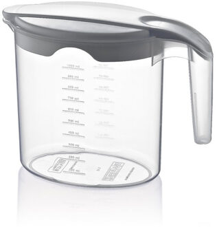 Maatbeker - kunststof - transparant - 1000 ml - mengbeker - deksel willekeurige kleur