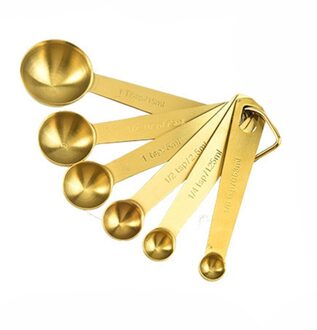 Maatlepel Handige Rvs Maatbeker Cozinha Koffie Maatlepels Thee Goud 6 spoons