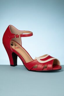Mable Peeptoe pumps in rood Rood/Creme