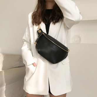 MABULA PU Fashion Waist Pack Women Zipper Fanny Packs Belt Bag Small Size Casual Chain Travel messenger Chest BagS Korean