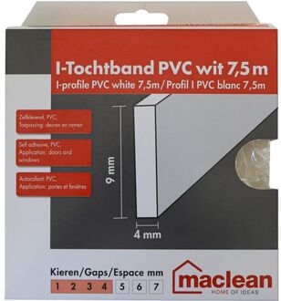 Mac Lean Tochtband I-profiel - Pvc - Wit - Zelfklevend - Deuren En Ramen - Kieren 1-4mm - 7,5m