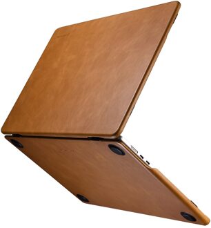 MacBook Air 13 inch (2022-2026) Leren cover hoes - case - Cognac Bruin