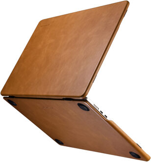 MacBook Air 15 inch (2023-2026) Leren cover hoes - case - Cognac Bruin