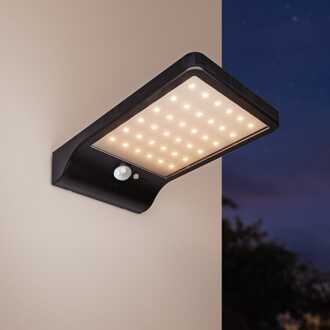 Macon - Solar Wandlamp met bewegingssensor - 36 LEDs - IP44 waterdicht - Zwart - Lantaarn